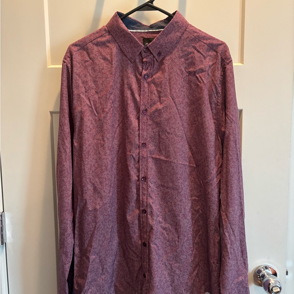 Buckle Men's Burgundy Patterned Button-Down Shirt